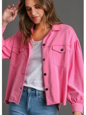 Umgee Pink Button-Front Jean Jacket